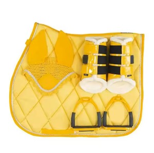 Customizable <b>Yellow</b> Dressage Horse Saddle Pads Set Premium Durable Comfortable Fabric Lining Horse Riding Supplies Equestrian - Product Image 4