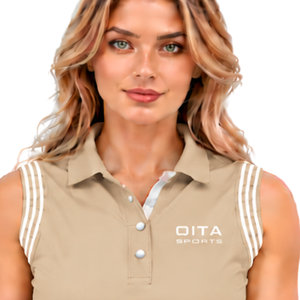 Polo Beige sin Mangas con Cuello de Parche para Mujer, Ajuste Delgado, para Equitación y Entrenamiento, Venta al por Mayor Personalizada de Alto Rendimiento - Product Image 3