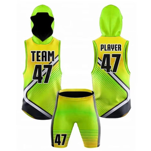 Conjunto de Camiseta sin Mangas con Capucha y Pantalones Cortos Sublimados Personalizados en Verde Lima, con Rayas Diagonales, Uniforme de Baloncesto 7v7, Jugador 47, Precio al por Mayor OEM - Product Image 6