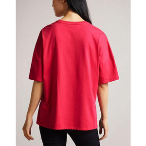 Camiseta de Verano para Mujer con Logotipo Personalizado, 100% Algodón, Transpirable, Impresión Digital, Color Rojo, Precio Económico - Product Image 3