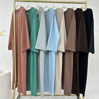 Toptan Loriya Kadın Elbiseleri Zarif Uzun Kollu Polyester Abaya Elbise Yeni Mütevazı Yan Cepli Müslüman Abaya Elbiseleri