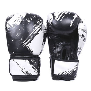 Gants de boxe personnalisés en PU noir et blanc avec sangle de poignet pour adultes, entraînement d'arts martiaux, longueur 28 cm, ajustement réglable - Product Image 5