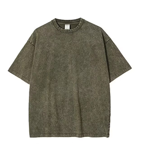 T-shirts pour hommes en coton 100% de qualité supérieure, faciles à porter, effet délavé, col rond, manches courtes, respirants. - Product Image 3