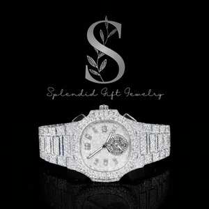 Reloj de Cuarzo para Hombre con Diamante Moissanite VVS Premium, Esfera de Cristal, Correa de Acero Inoxidable, Brillo Brillante para un Estilo de Vida de Lujo Superior - Product Image 1