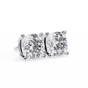 Boucles d'oreilles classiques à 4 griffes, serties de diamants de laboratoire taille coussin E VS 1 carat chacun, en or 14K, certifiées IGI, idéales pour cadeau, fête et anniversaire - Product Image 5