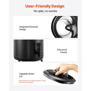 Dispenser Termico per Bevande in Acciaio Inox da 12L/3,2 Galloni con Rubinetto e Display della Temperatura per Bevande Calde - Product Image 5