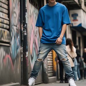 Venta al por mayor sublimación personalizada 250gsm Logo Puff impreso gráfico de gran tamaño personalizado en blanco liso 100% algodón camiseta para hombres ajuste suelto - Product Image 2