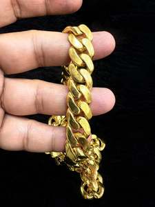 Collar Unisex de Moissanita y Plata de Ley Chapado en Oro Amarillo de 14k Estilo Vintage con Diamante Tishya, 14mm X 28/24/22/20/18/16" Tipo Miami LINK - Product Image 5