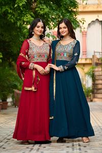 Most Beautiful Fancy Anarkali Gowns with Multi Thread Embroidery Work Wedding and Festival Wear Gowns Collections for Women - Product Image 4