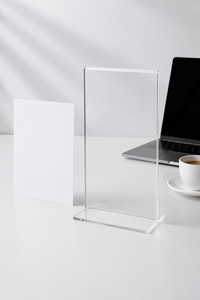 <b>A4</b> Size Customized for Pre-Assembled Clear Plastic Modern Sign <b>Stand</b> Vertical <b>Display</b> Holder for Menus Promotions - Product Image 2