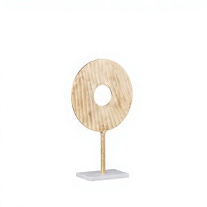 Objet décoratif artistique rectangulaire en aluminium moulé à la main, style moderne, finition dorée, écologique, pour la maison - Product Image 1