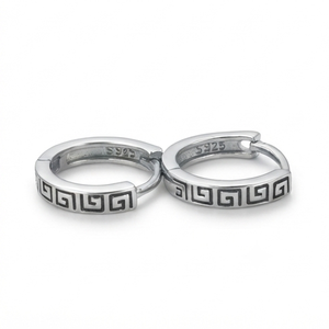 DIVYORO Pendientes de aro de plata 925 con diseño griego de moda para mujer - Product Image 1