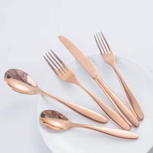 Ensemble de couverts en acier inoxydable rose doré personnalisé avec logo, 6 pièces, pour hôtel, restaurant, événements - Product Image 2