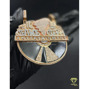 Collier pendentif logo Iced Out Entertainment avec diamants VVS cultivés en laboratoire et bijoux hip-hop en argent sterling 925 - Product Image 2