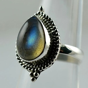 <b>Labradorite</b> <b>Ring</b> 925 Sterling Silver Handmade Boho Statement Promise Jewelry for Women Natural Pear Shape Gemstone Jewelry - Product Image 1