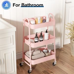 Carrello portaoggetti mobile a 3 ripiani in metallo con ruote bloccabili, soluzione organizzativa per soggiorno e ufficio - Product Image 5