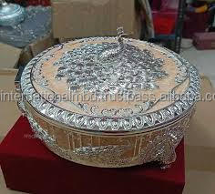 Bandeja para Frutos Secos/Caja para Joyas de Plata Alemana con Diseño Esmaltado, Metal Duradero y Terciopelo, Caja de Regalo - Product Image 2