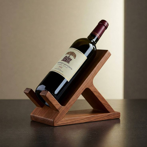 Handcrafted Premium Wooden Wine Bottle Stand Elegant Single Bottle Storage Organizer & Luxury Desktop For Kitchen And Dining - Product Image 1