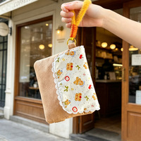 Sac à main rectangulaire horizontal pour femme, style coréen, en tissu imprimé ours, double couche, motif champêtre frais, pour usage quotidien