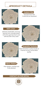 Serviette de cocktail en lin ivoire en forme de pétale avec broderie florale délicate, ajoutant une touche raffinée et élégante à la table. - Product Image 2