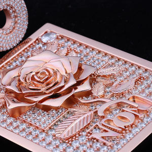 Colgante Rectangular Personalizado con Imagen 3D para Hombre, Estilo Hip Hop, Joyería de Moda, Colgante con Diamantes de Imitación Moissanite y Rosa para Mujer - Product Image 3