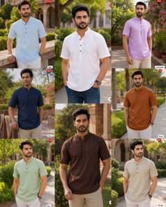 Indian Pakistani Traditional <b>Short</b> Linen <b>Kurta</b> <b>For</b> <b>Men's</b> Elegant Party Wear Festive Office Wear <b>Kurta</b> Fashionable <b>Kurta</b> <b>Men</b> Wear - Product Image 5