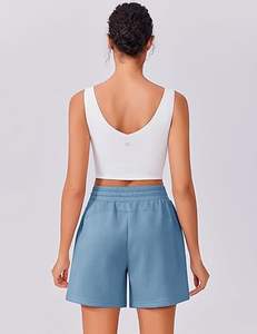 Conjunto de camiseta y pantalones cortos deportivos de cintura alta para mujer, transpirables, de forro polar, con efecto fruncido en el trasero, ideales para fitness y running. ¡Gran oferta! - Product Image 4