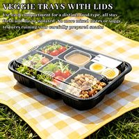 Boîte à fruits en PET de haute qualité, de qualité alimentaire, jetable, pour fruits coupés frais, 6 compartiments avec couvercle