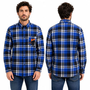 Chemise en flanelle de bonne qualité, logo personnalisé, vente en gros d'usine, confortable, 100% coton, manches longues, chemise en flanelle à carreaux décontractée pour hommes - Product Image 6