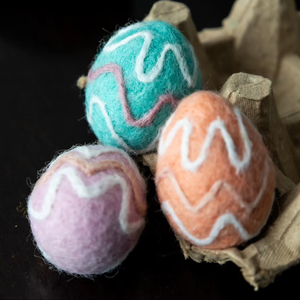 Wholesale Handmade Wool Felt Striped <b>Easter</b> Egg <b>Ornaments</b> for Decorations, Egg Hunt and Seasonal Craft Supply - Product Image 1