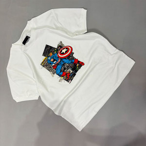 Printed White 100% Cotton Knitted <b>Ringer</b> <b>T</b>-<b>Shirt</b> Men's Casual Short Sleeve O-Neck Regular Fit Breathable - Product Image 1