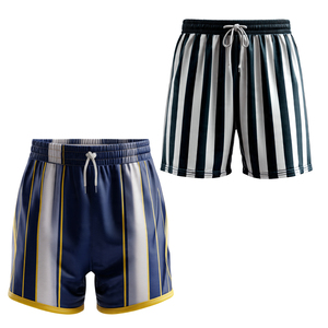 Shorts de sport unisexe personnalisés à rayures, 100 % polyester, sublimation, pour entraînement, fitness et course à pied - Product Image 1