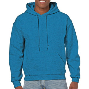 Sweat-shirt à capuche classique pour homme en coton molletonné épais, respirant, avec broderie 3D, cordon de serrage et poche, couleur saphir antique - Product Image 1