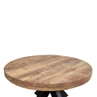 Table basse en bois massif de style industriel artisanal Akku Art, pieds en métal, finition antique, meubles de salon, modèle AK-CT-2022-02