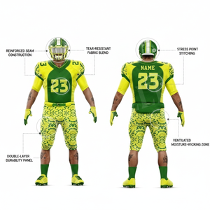 Uniformes de football américain unisexes personnalisés, respirants, à séchage rapide, à manches courtes, rembourrés, tendance, couleur unie, légers, en polyester - Product Image 3