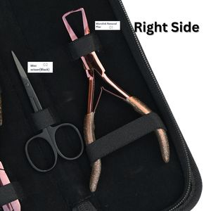 Kit d'accessoires pour extensions capillaires de salon : Pince à micro-anneaux, Pince à sertir plate, Crochet à cheveux, Ciseaux à boucles, Pinces de sectionnement - Product Image 4