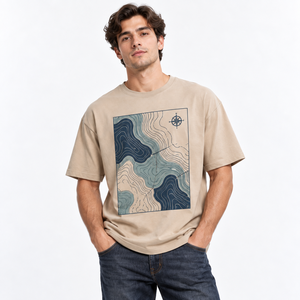 Camiseta de Manga Corta con Cuello Redondo para Hombre, Color Beige, Logotipo Frontal, Ecológica, Corte Regular, 100% Algodón Jersey, Informal, Transpirable, Tejido de Punto - Product Image 4