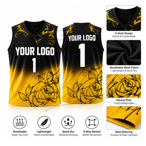 Camiseta de Baloncesto Personalizada para Clubes y Equipos Masculinos, Sublimación Completa, Poliéster Negro, Secado Rápido, Transpirable - Product Image 6