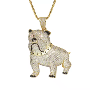 Colgante de Bulldog de Plata 925 Bañado en Rodio con Circonitas, Amuleto de Animal, Cadena de Cuerda, Joyería Hip Hop para Fiesta - Product Image 3