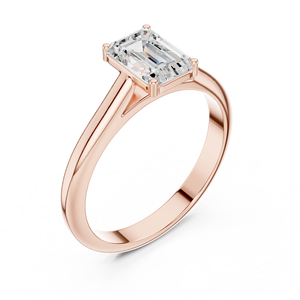 Bague de fiançailles solitaire personnalisée en émeraude taillée |   Bague en moissanite taille émeraude 7x5mm |   Bague de promesse minimaliste à quatre griffes - Product Image 5