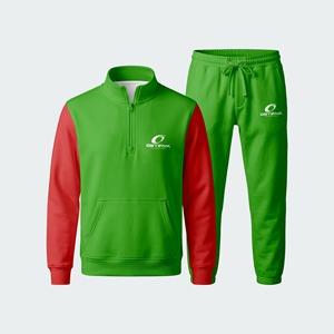 Purple Cotton Tracksuit Quarter <b>Zip</b> Sweatshirt <b>With</b> Drawstring <b>Jogger</b> Pants Casual Sportswear Set - Product Image 2