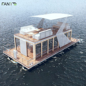 Chine maison d'eau préfabriquée conteneur solaire ponton hangar à bateaux kit péniche coque en aluminium <span class=keywords><strong>hôtel</strong></span> flottant <span class=keywords><strong>de</strong></span> luxe avec moteur - Product Image 4