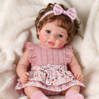 Boneka Bayi Reborn Babeside Vead Girl 20 Inch, Rambut Pendek Coklat, Rambut Asli, Tubuh Kain, Mini Toy, Dilukis Tangan