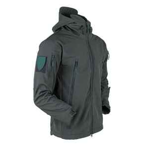 Men's Waterproof Softshell Jacket with Sheep Fur Winter Outdoor Rain <b>Coat</b> <b>Zipper</b> Closure and Hoodie Woven Soft Shell - Product Image 3