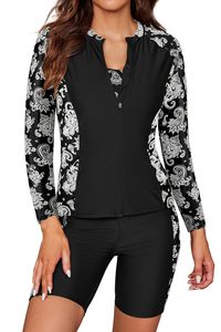 Trendy Swimwear Printed Women Three Piece Rash Guard <b>Long</b> <b>Sleeve</b> <b>Swimsuits</b> Swim Shirt Bathing Sublimation Ladies Premium - Product Image 5