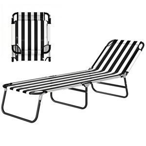 Lettino Pieghevole Portatile Bianco e Nero Regolabile per Spiaggia e Campeggio - Product Image 1