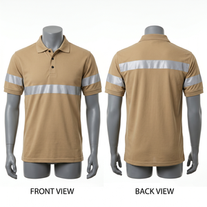 เสื้อโปโลผู้ชาย พรีเมียม โพลีเอสเตอร์ ปิเก้ 180 GSM ซับเหงื่อ แห้งไว แถบสะท้อนแสง สีเขียวอมฟ้า ปักโลโก้  แบบรีดร้อน - Product Image 2
