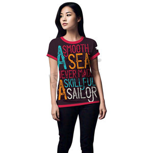 Camisetas Transpirables de Manga Corta para Mujer, Estampadas, Estilo Urbano Moderno, para Uso Diario Informal - Product Image 1