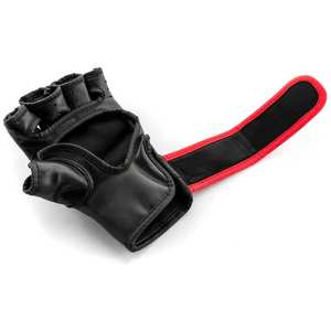 Gants de MMA en cuir PVC noir avec surpiqûres rouges, prix bas, haute qualité, OEM 2026, pour l'entraînement de boxe, meilleure qualité - Product Image 6