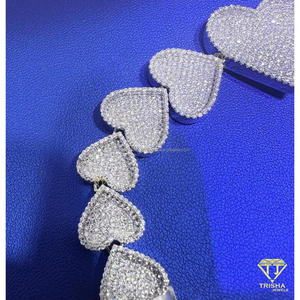 Pulsera de Lujo con Eslabones de Corazón y Moissanita, con Piedras de Color D VVS, Completamente Cubierta de Diamantes, Joyería de Diseño Romántico para Hombre - Product Image 2